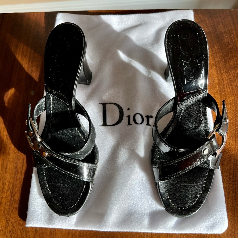 Christian Dior vintage patent leather slides